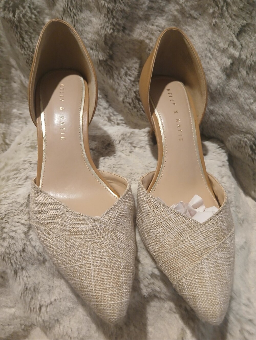 Kelly & Katie Beige Pointed-Toe D'Orsay Heels